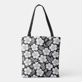 Witte parels in bloempatroon tote bag (Achterkant)