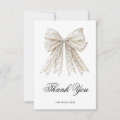 Witte Parels Lint Bruiloft Thank You Kaart (Voorkant)