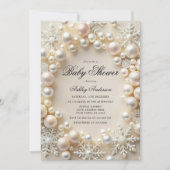Witte parels met sneeuwvlokken Baby shower Kaart (Voorkant)
