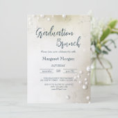 Witte Parels Minimalistische Bruids Brunch Kaart (Staand voorkant)