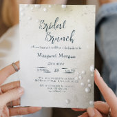 Witte Parels Minimalistische Bruids Brunch Kaart