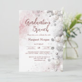Witte Parels Moderne Roze Bruids Brunch Kaart (Staand voorkant)