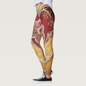 Witte parels op rode AI-kunst Leggings (Links)