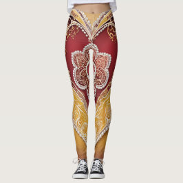 Witte parels op rode AI-kunst Leggings