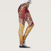 Witte parels op rode AI-kunst Leggings (Rechts)
