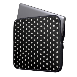Witte parels op zwart laptop sleeve