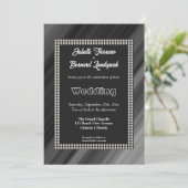 Witte Parels, Retro Zwart & Wit Bruiloft Kaart (Staand voorkant)