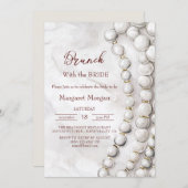 Witte Parels Rode Brunch met Bruid Kaart (Voorkant / Achterkant)