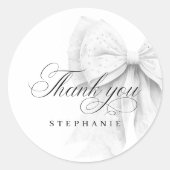 Witte Parels Strik Bruidsdouche Ronde Sticker (Voorkant)