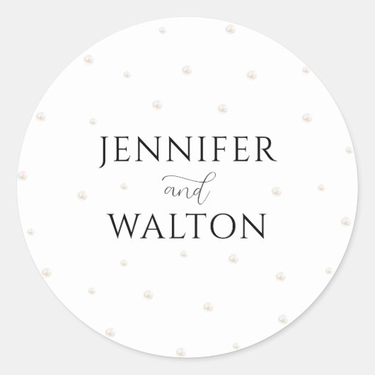 Witte Parels Trouwronde Sticker (Voorkant)