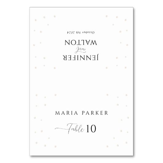 Witte Parels Trouwtafel Kaart (Voorkant)