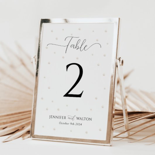 Witte Parels Trouwtafel Nummer Kaart