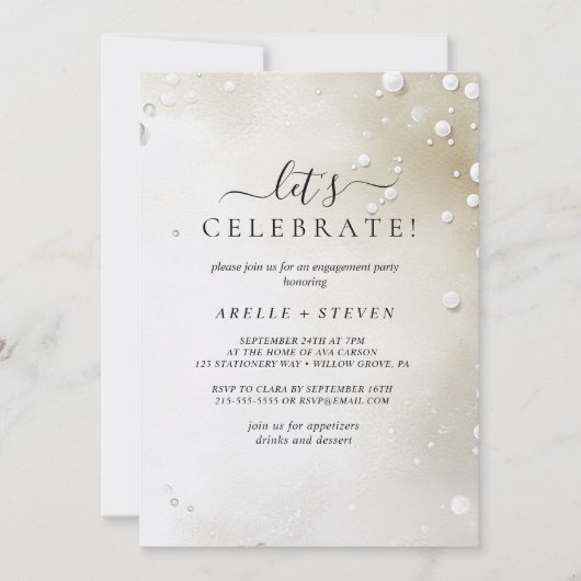 Witte parels Verlovingsfeest Kaart (Voorkant)