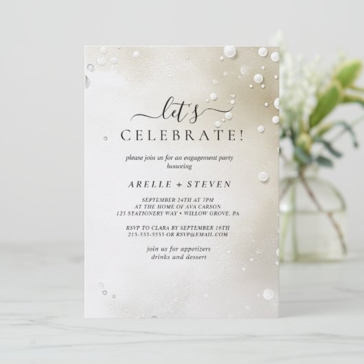 Witte parels Verlovingsfeest Kaart (Staand voorkant)