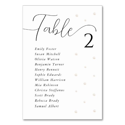 Witte Parels Wedding Zitting Grafiek Kaart (Voorkant)