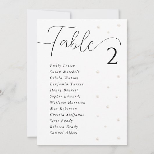 Witte Parels Wedding Zitting Grafiek Kaart 7x5 (Voorkant)