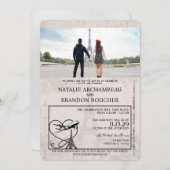 Witte Parijs paspoort bruiloft Kaart (Voorkant / Achterkant)