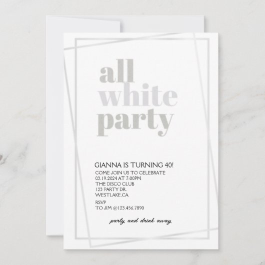 Witte partij, Al Witte Partij, Formele Kleding, Kaart (Voorkant)