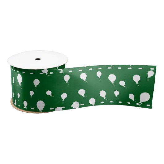 Witte Partij Ballonnen Custom Green Satijnen Lint (Spoel)