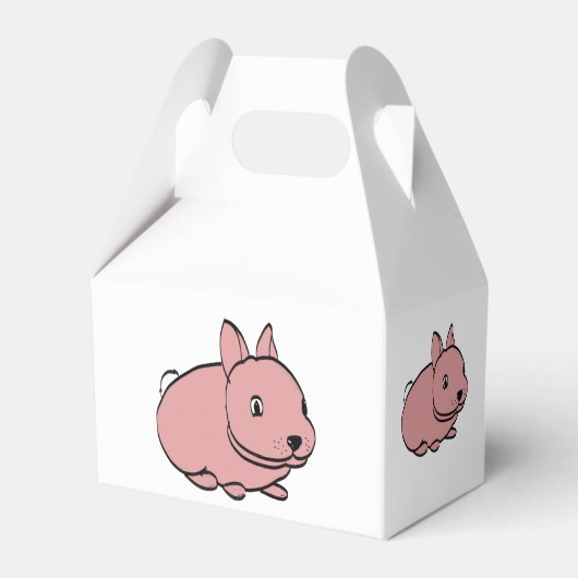 Witte partij gunst doos met roze konijn ontwerp bedankdoosjes (Voorkant Zijde)