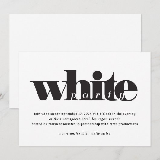 Witte Partij Kaart (Voorkant / Achterkant)