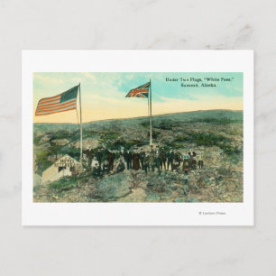 Witte pas met Russische en Amerikaanse vlaggen Briefkaart