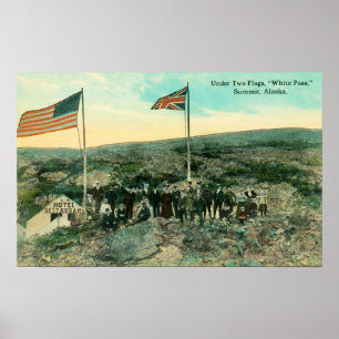 Witte pas met Russische en Amerikaanse vlaggen Poster
