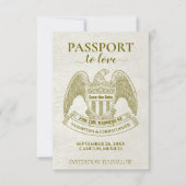 Witte Paspoort naar Liefde Leuke Bestemming Trouwe Save The Date (Voorkant)