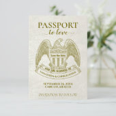 Witte Paspoort naar Liefde Leuke Bestemming Trouwe Save The Date (Staand voorkant)
