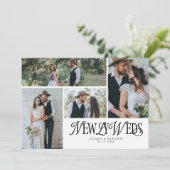 Witte Passen getrouwd Multi foto bruiloft Aankondiging (Staand voorkant)
