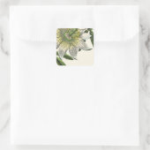 Witte Passie Bloem Botanisch Vierkante Sticker (Tas)