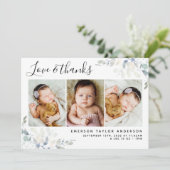 Witte pasta Eucalyptus 3 Foto New Baby Bedankkaart (Staand voorkant)