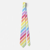 Witte pasta Regenboog diagonale streep Stropdas (Voorkant)