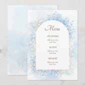 witte pastel blauwe bloemen menu (Voorkant / Achterkant)