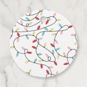 Witte Pastel String Lights Vrolijk Kerstfeest Bedankjes Labels (Achterkant)