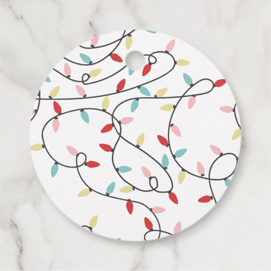 Witte Pastel String Lights Vrolijk Kerstfeest Bedankjes Labels (Achterkant)