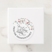 Witte Pastel String Lights Vrolijk Kerstfeest Bedankjes Labels (In situ)