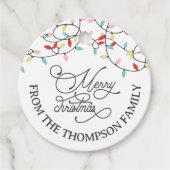 Witte Pastel String Lights Vrolijk Kerstfeest Bedankjes Labels (Voorkant)