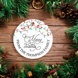 Witte Pastel String Lights Vrolijk Kerstfeest Bedankjes Labels