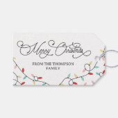 Witte Pastel String Lights Vrolijk Kerstfeest Cadeaulabel (Voorkant (Horizontaal))