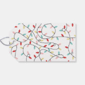 Witte Pastel String Lights Vrolijk Kerstfeest Cadeaulabel (Achterkant Horizontaal)