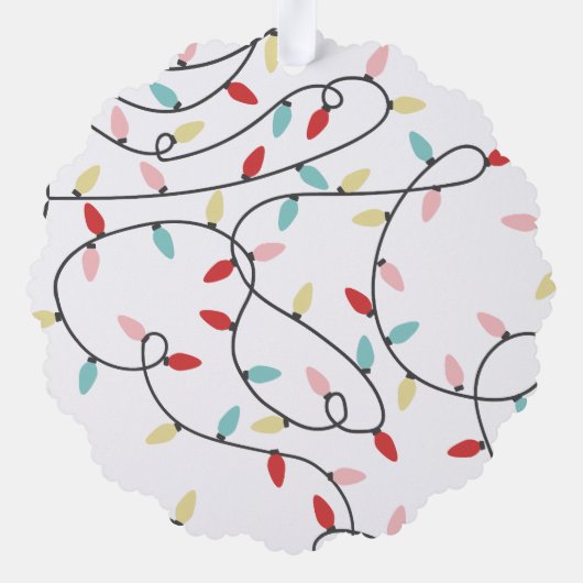 Witte Pastel String Lights Vrolijk Kerstfeest Ornament Kaart (Achterkant)