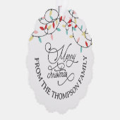 Witte Pastel String Lights Vrolijk Kerstfeest Ornament Kaart (Rechts)