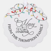 Witte Pastel String Lights Vrolijk Kerstfeest Ornament Kaart (Voorkant)