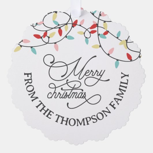 Witte Pastel String Lights Vrolijk Kerstfeest Ornament Kaart (Voorkant)