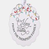 Witte Pastel String Lights Vrolijk Kerstfeest Ornament Kaart (Links)