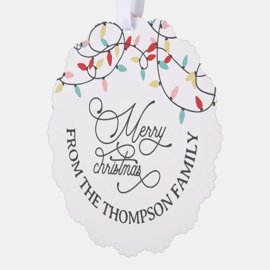 Witte Pastel String Lights Vrolijk Kerstfeest Ornament Kaart (Links)