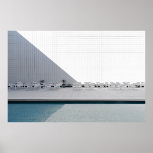 WITTE PATIO-TABEL MET VOORZITTERS TIJDENS DE DAG POSTER (Voorkant)