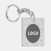 Witte Patroon Business Logo & QR-code dubbelzijdig Sleutelhanger (Voorkant Links)