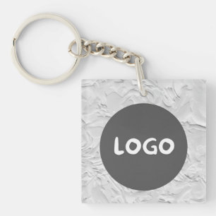 Witte Patroon Business Logo & QR-code dubbelzijdig Sleutelhanger
